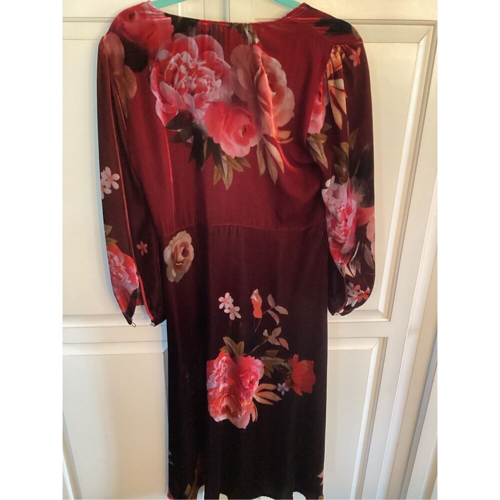 Johnny Was Burgundy Floral Midi Dress - Picture 8 of 14